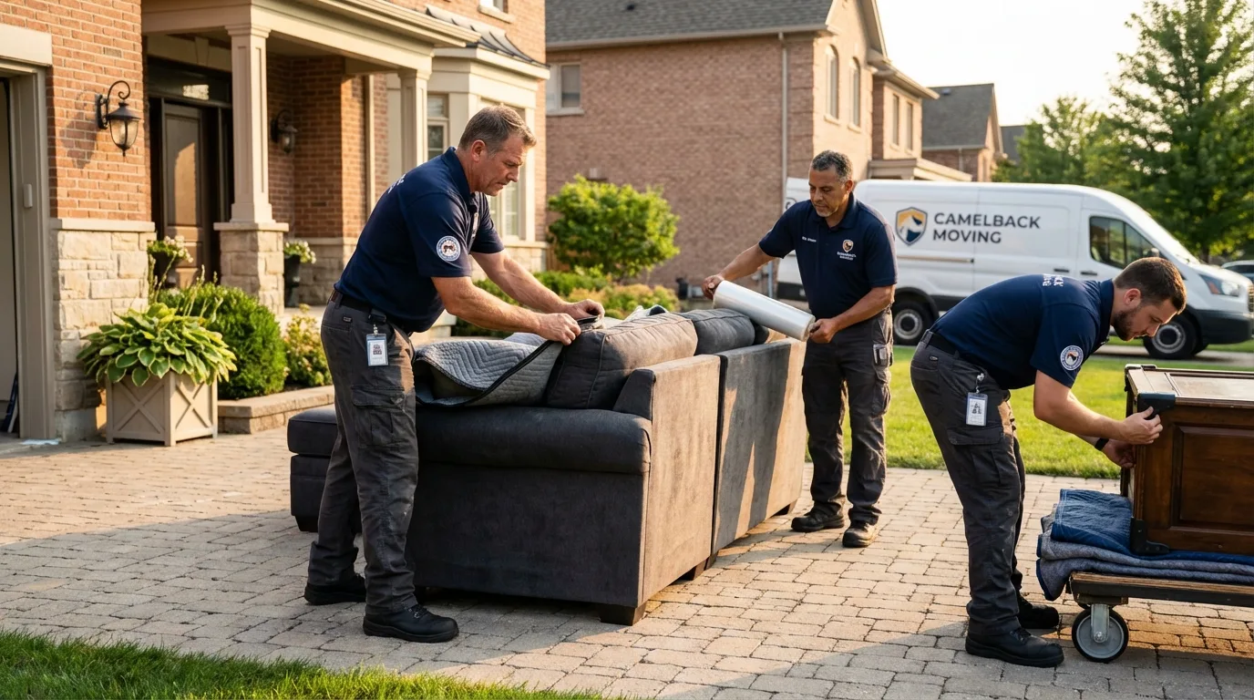 Large estate moving crew wrapping furniture in Selma, CA
